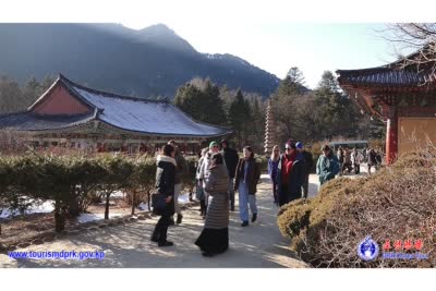 迎接新年2025年，俄罗斯第一批旅游团成员参观平壤和地方各地。