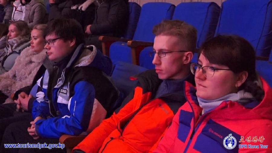 Russian tourists visit various places in Pyongyang