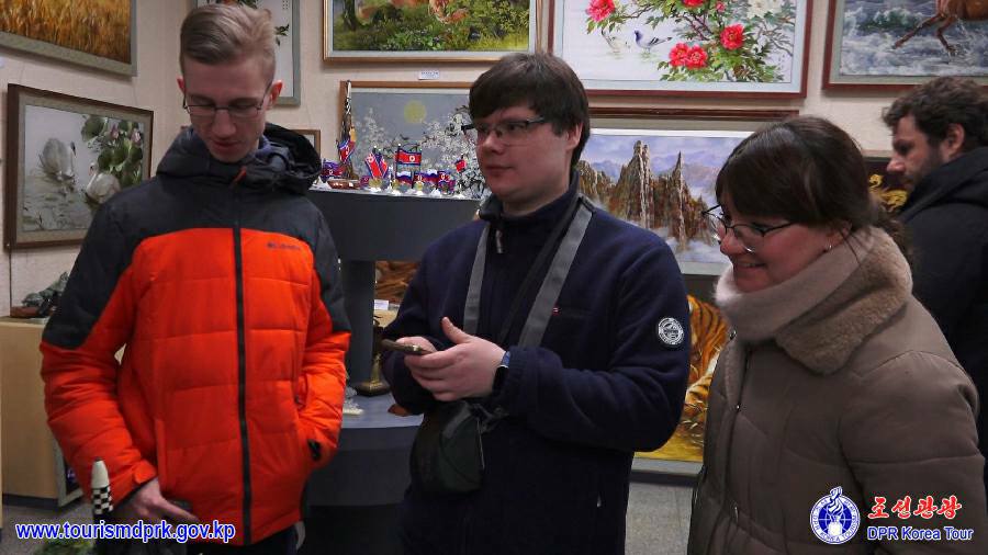 Russian tourists visit various places in Pyongyang