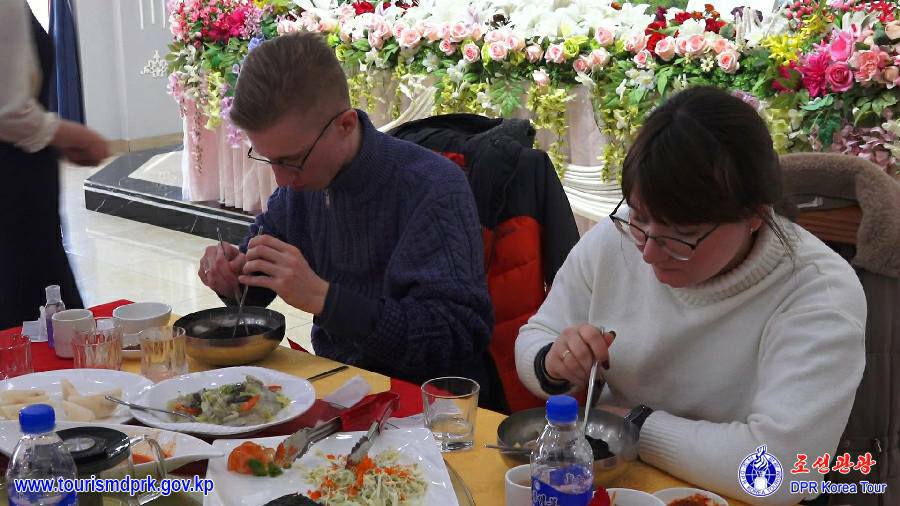 Russian tourists visit various places in Pyongyang