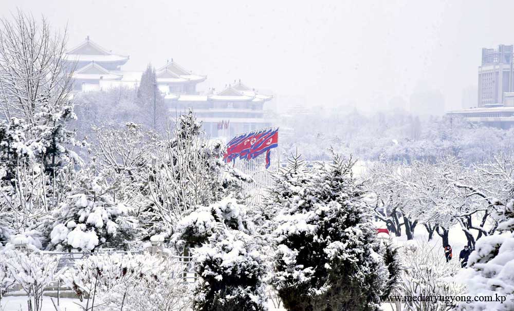 平壌の雪景