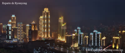 Panorama nocturno de Pyongyang